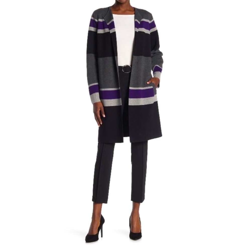 NWT Calvin Klein Striped Open-Front Cardigan